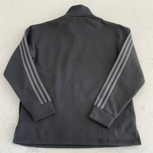 Adidas 1/4 Zip 100% Recycled Polyester Sweatshirt Black w Grey Stripes Sz M - Picture 9 of 14